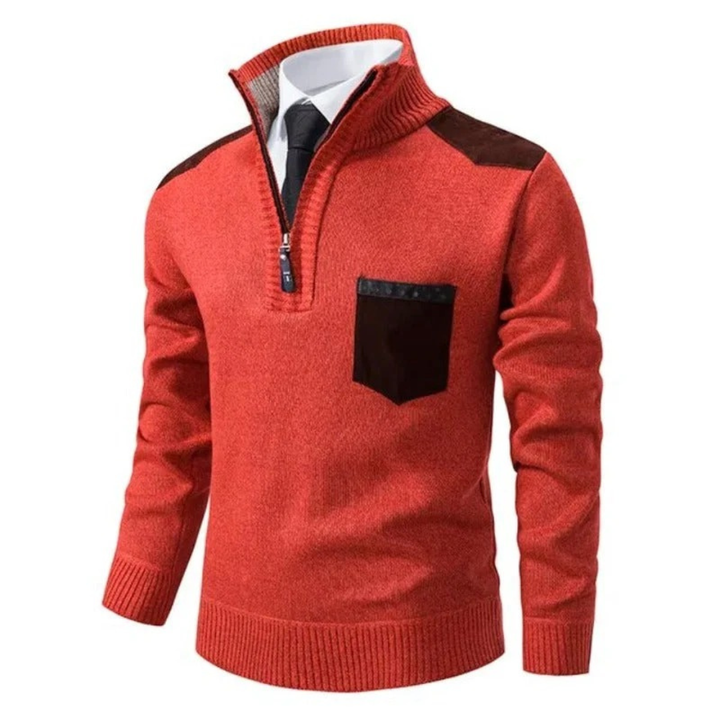 Rendolf | Herren Strickpullover mit Reißverschluss - Beige - Image 5
