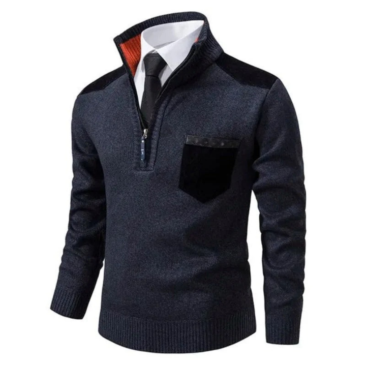 Rendolf | Herren Strickpullover mit Reißverschluss - Beige - Image 6