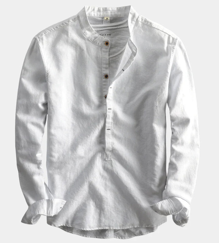 Rendvik | Herren Leinenhemd Langarm Stehkragen - Light Blue - Image 2