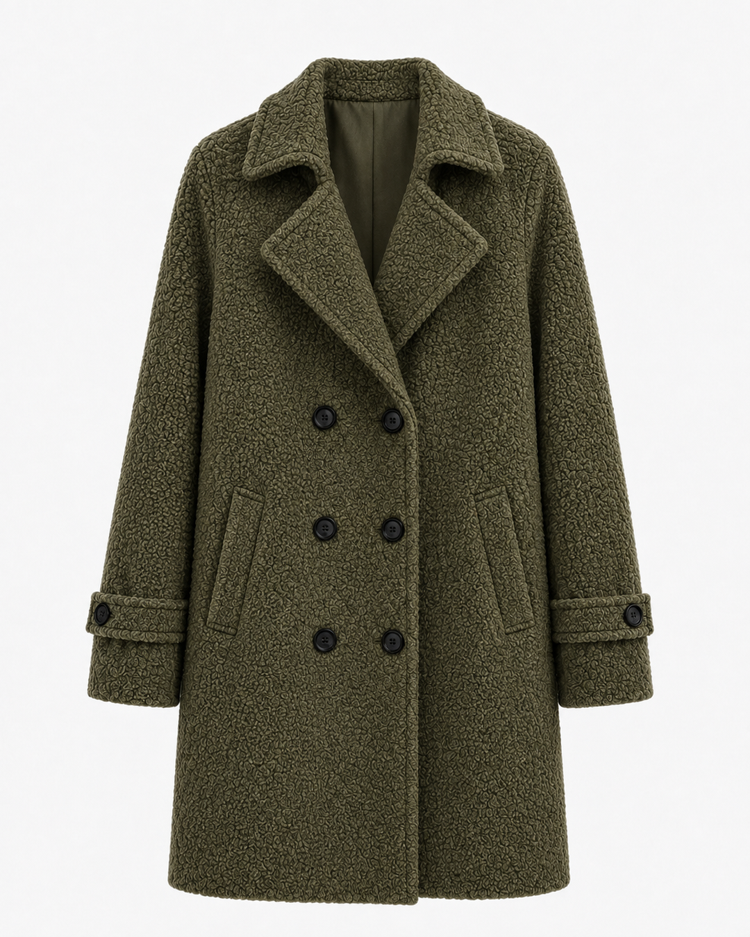 Rendvika | Damen Winterjacke Bouclé Mantel Gefüttert - Dark Brown - Image 10