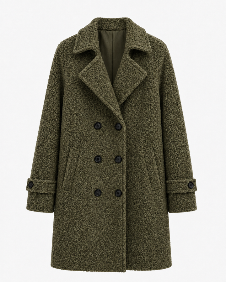 Rendvika | Damen Winterjacke Bouclé Mantel Gefüttert - Dark Brown - Image 10
