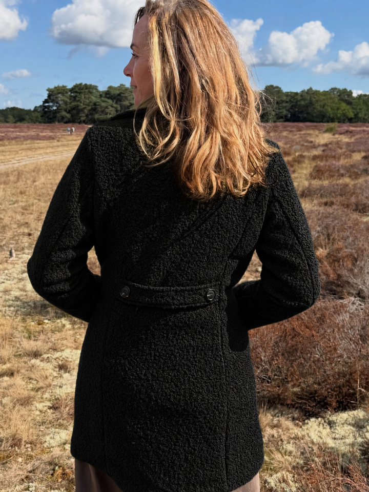 Rendvika | Damen Winterjacke Bouclé Mantel Gefüttert - Dark Brown - Image 12