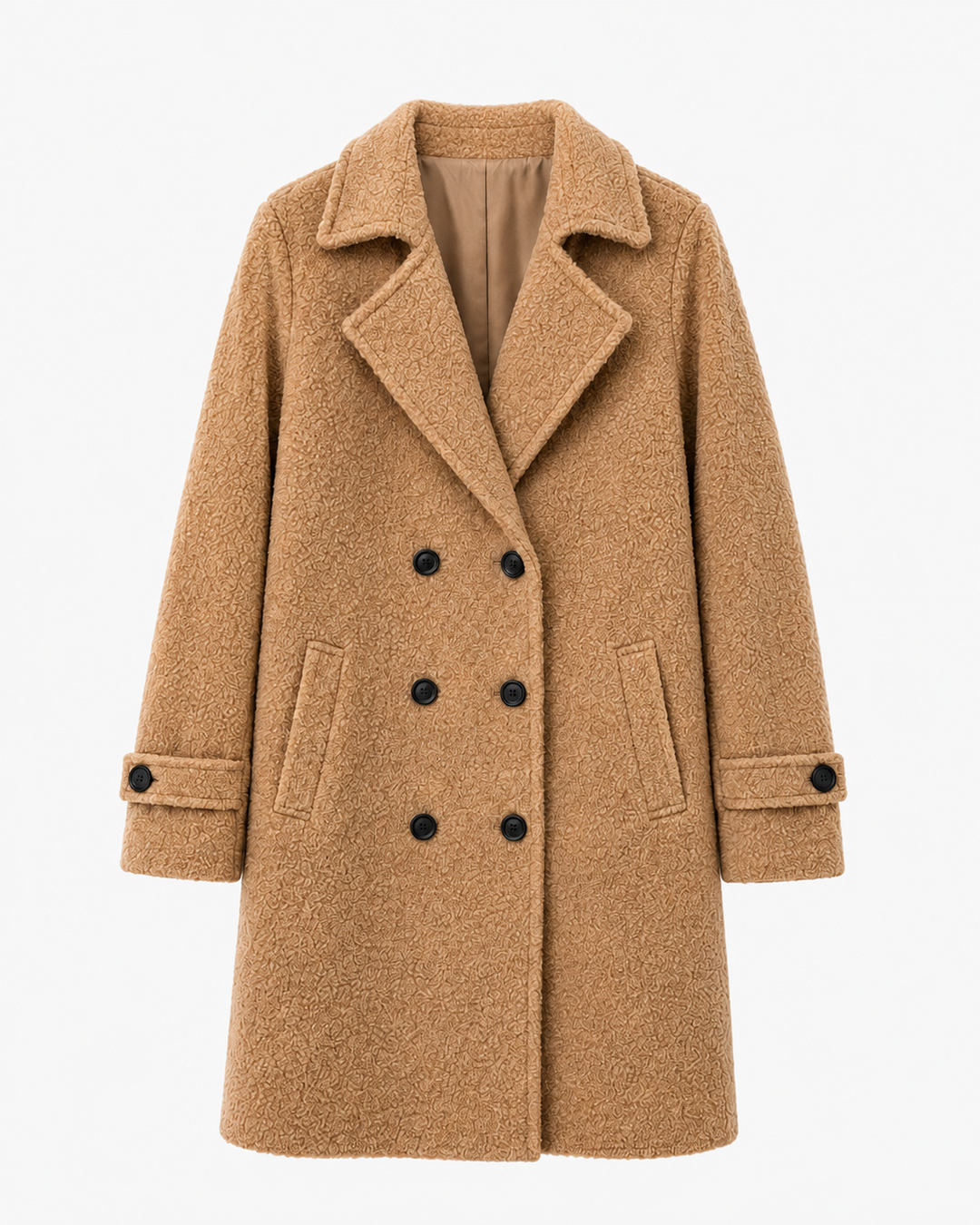 Rendvika | Damen Winterjacke Bouclé Mantel Gefüttert - Dark Brown - Image 13