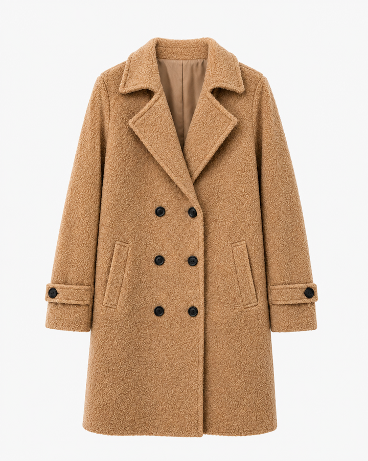 Rendvika | Damen Winterjacke Bouclé Mantel Gefüttert - Dark Brown - Image 13