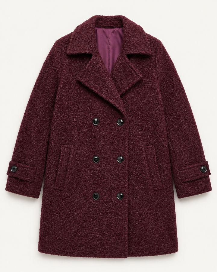 Rendvika | Damen Winterjacke Bouclé Mantel Gefüttert - Dark Brown - Image 16