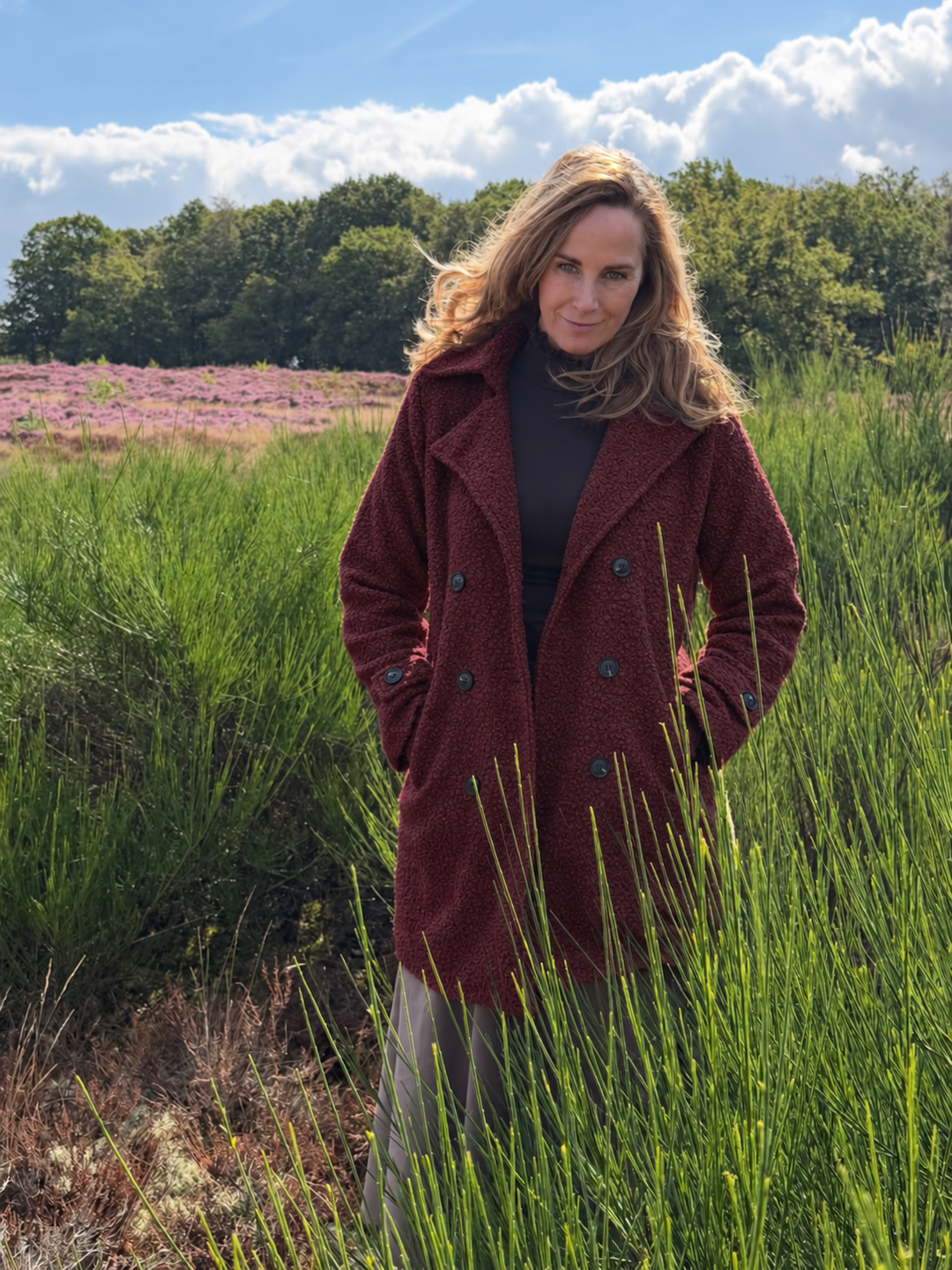 Rendvika | Damen Winterjacke Bouclé Mantel Gefüttert - Dark Brown - Image 17