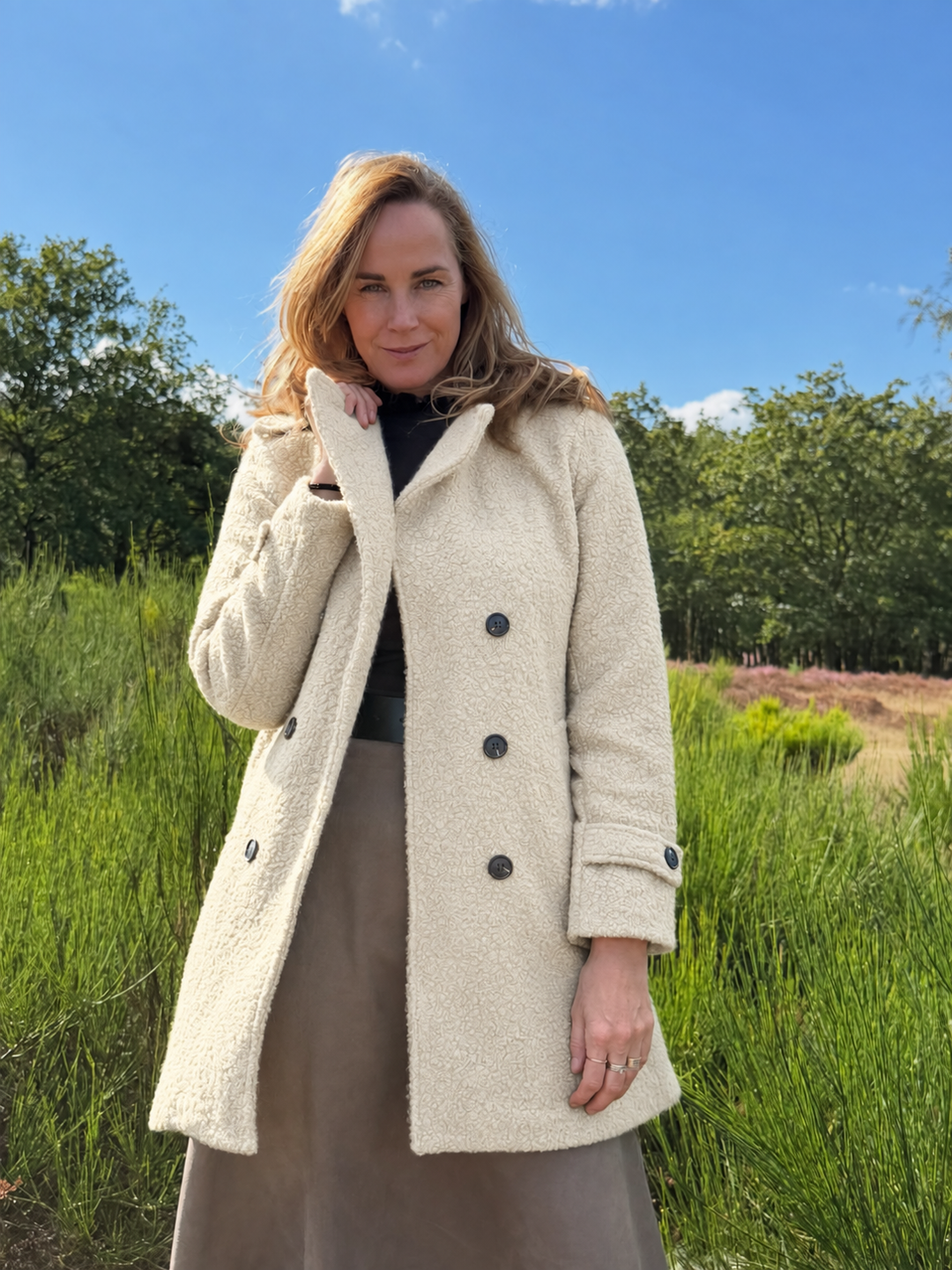 Rendvika | Damen Winterjacke Bouclé Mantel Gefüttert - Dark Brown - Image 9