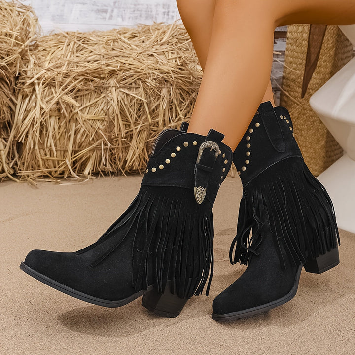 Rilvane | Damen Fransen-Stiefel im Western-Stil - Camel - Image 4