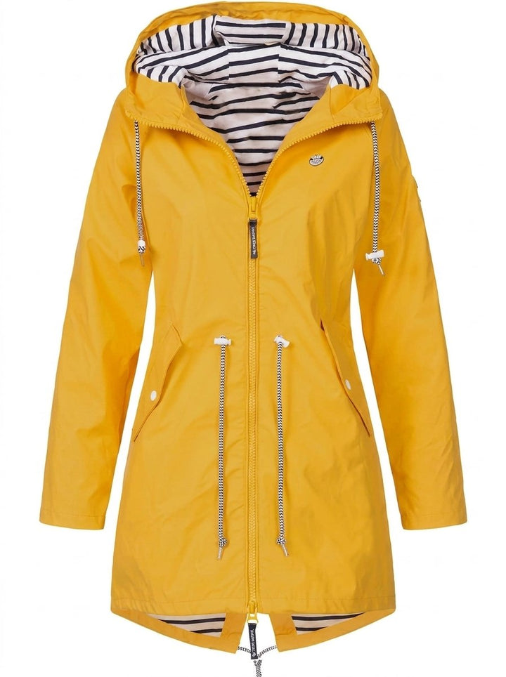 Rolvaine | Damen Regenjacke mit Kapuze und Taillenzug - Navy - Image 5