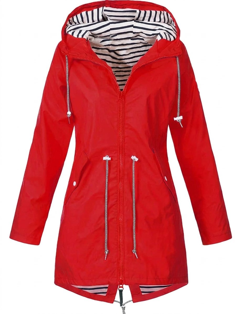 Rolvaine | Damen Regenjacke mit Kapuze und Taillenzug - Navy - Image 7