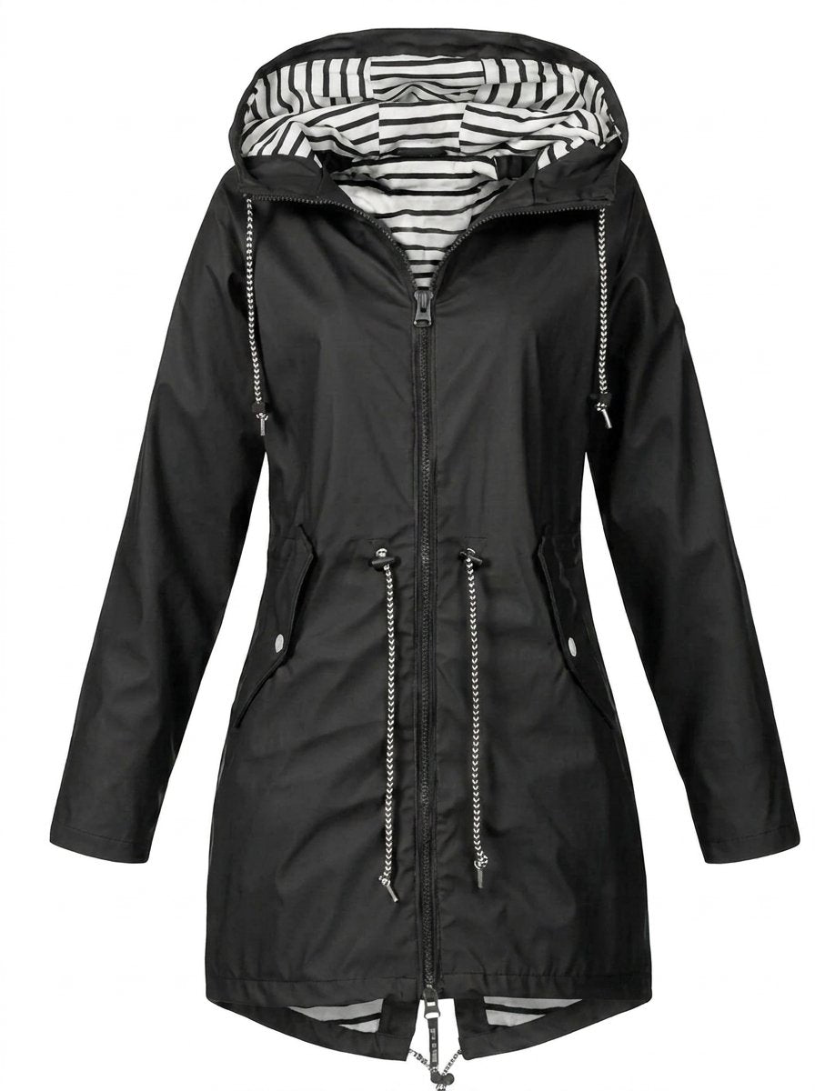 Rolvaine | Damen Regenjacke mit Kapuze und Taillenzug - Navy - Image 8
