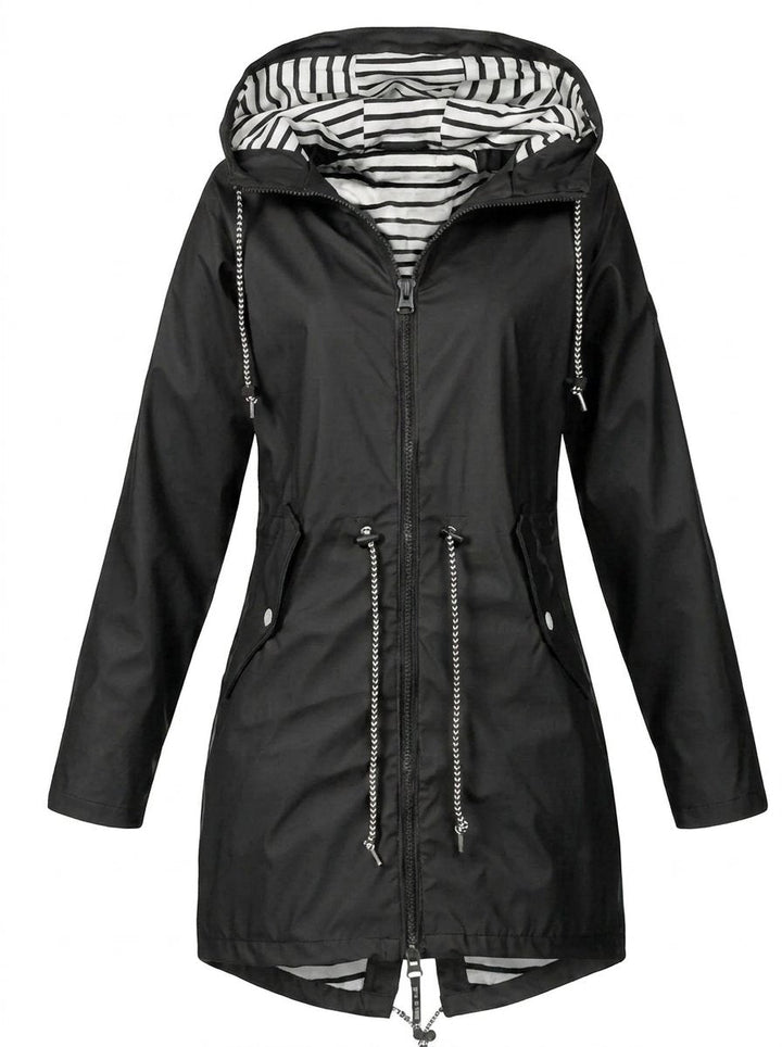 Rolvaine | Damen Regenjacke mit Kapuze und Taillenzug - Navy - Image 8