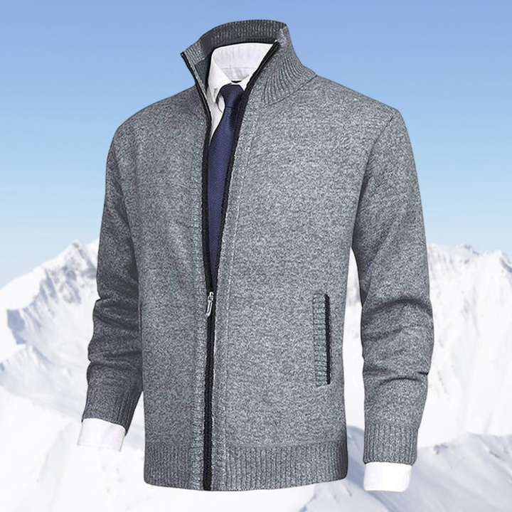 Rolvand | Herren Strickjacke Reißverschluss Stehkragen - Beige - Image 2