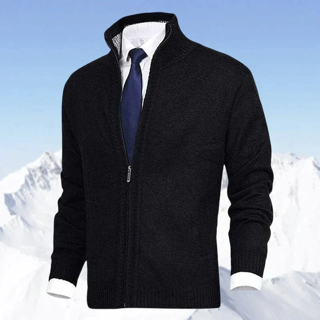 Rolvand | Herren Strickjacke Reißverschluss Stehkragen - Beige - Image 4