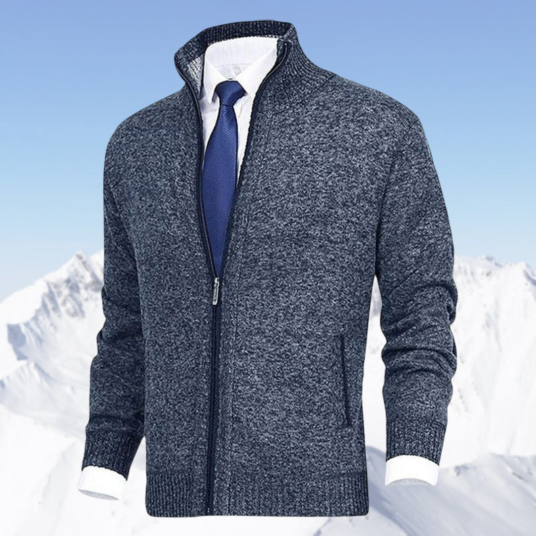 Rolvand | Herren Strickjacke Reißverschluss Stehkragen - Beige - Image 5
