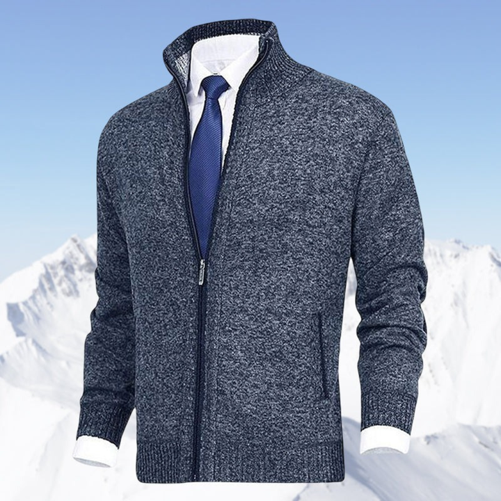 Rolvand | Herren Strickjacke Reißverschluss Stehkragen - Beige - Image 5