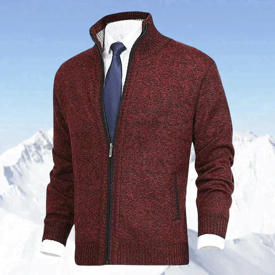Rolvand | Herren Strickjacke Reißverschluss Stehkragen - Beige - Image 6