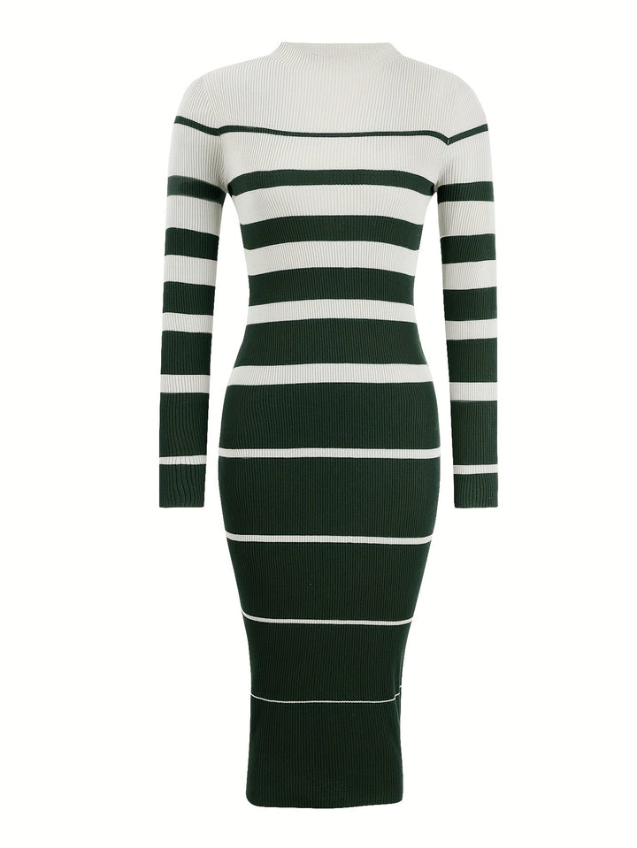 Rolvane | Damen Strickkleid gestreift Midi - Image 14