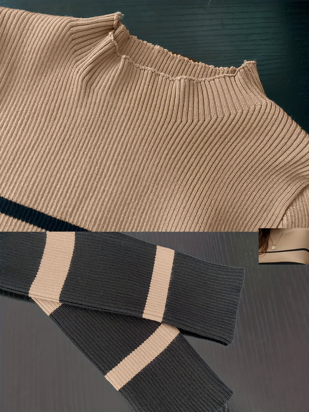 Rolvane | Damen Strickkleid gestreift Midi - Image 5