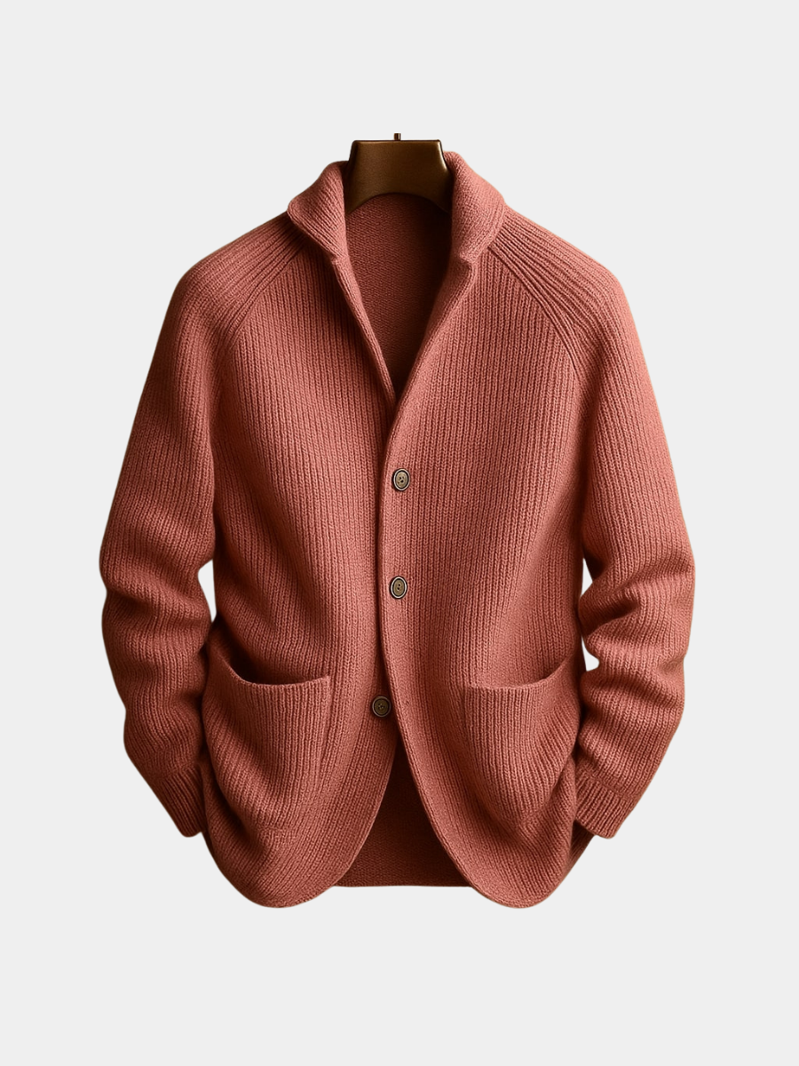 Rolvane | Herren Strickjacke Cardigan mit Knöpfen - Coral - Image 1