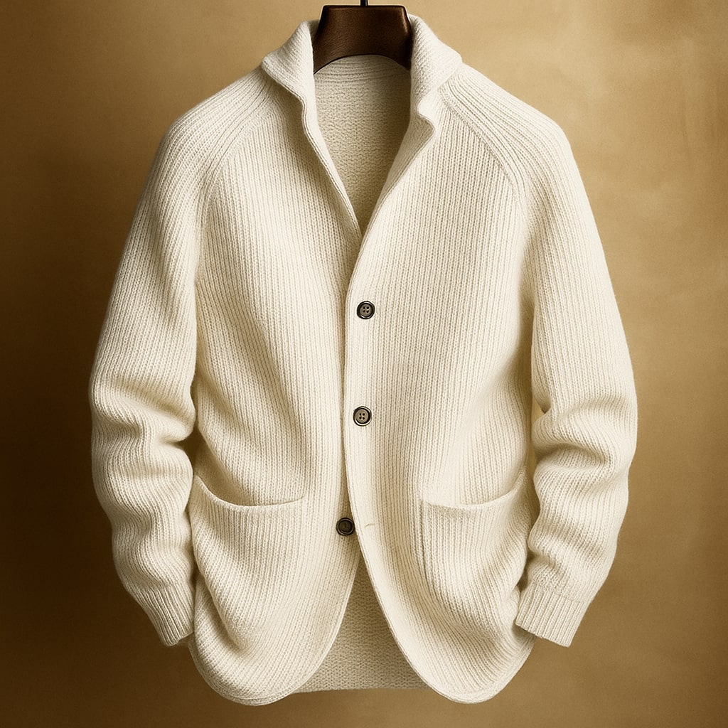 Rolvane | Herren Strickjacke Cardigan mit Knöpfen - Coral - Image 3