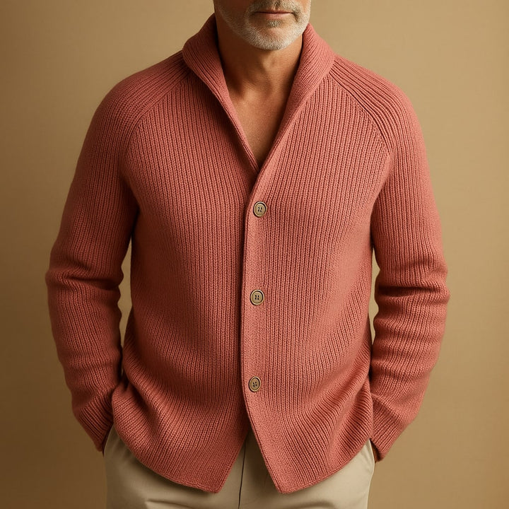 Rolvane | Herren Strickjacke Cardigan mit Knöpfen - Coral - Image 8