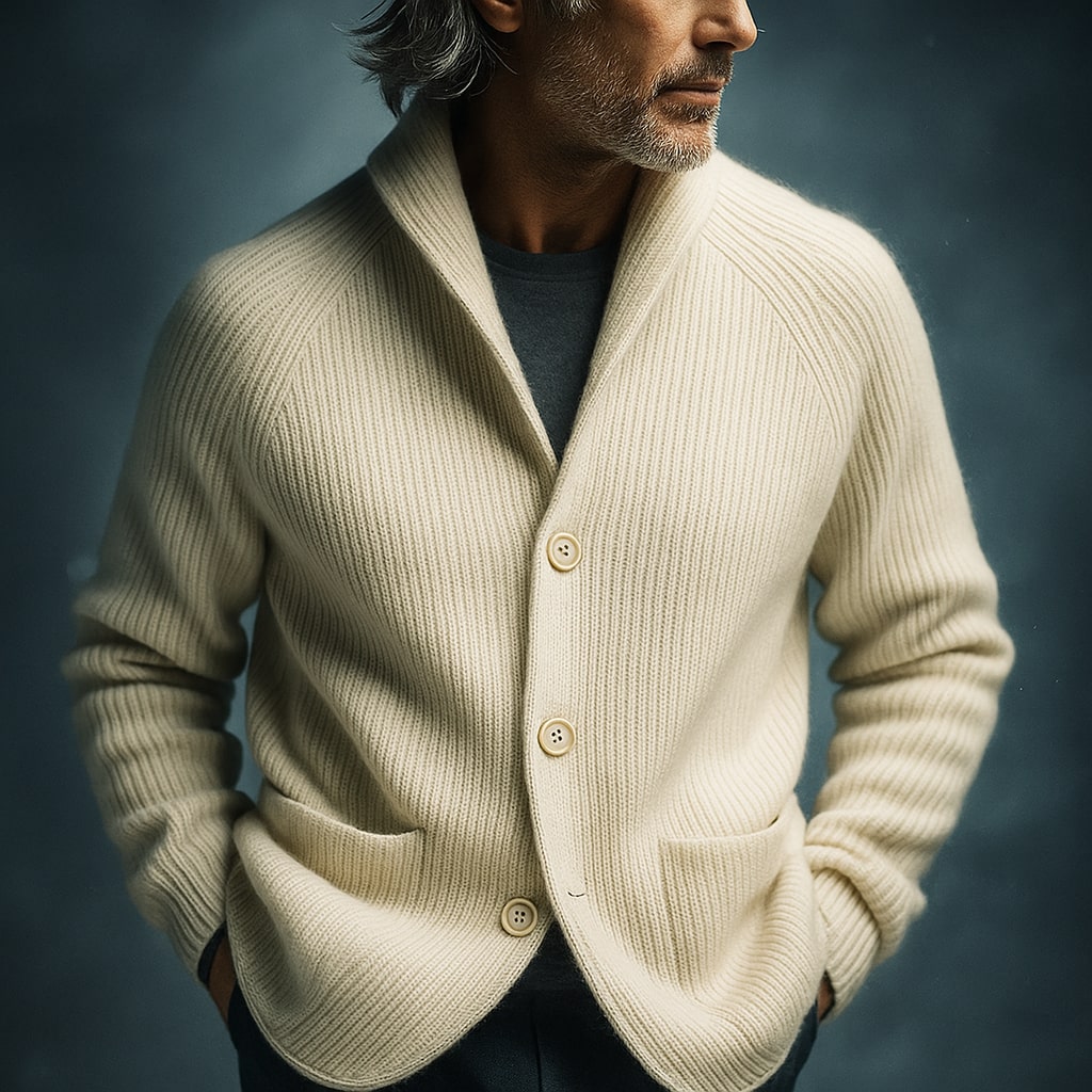 Rolvane | Herren Strickjacke Cardigan mit Knöpfen - Coral - Image 9