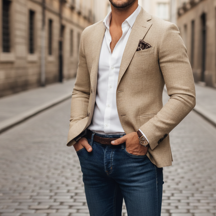 Rolveck | Herren Slim Fit Sakko Grau Blazer - Light Grey - Image 5