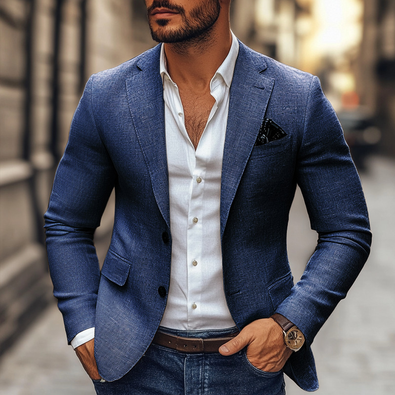 Rolveck | Herren Slim Fit Sakko Grau Blazer - Light Grey - Image 6