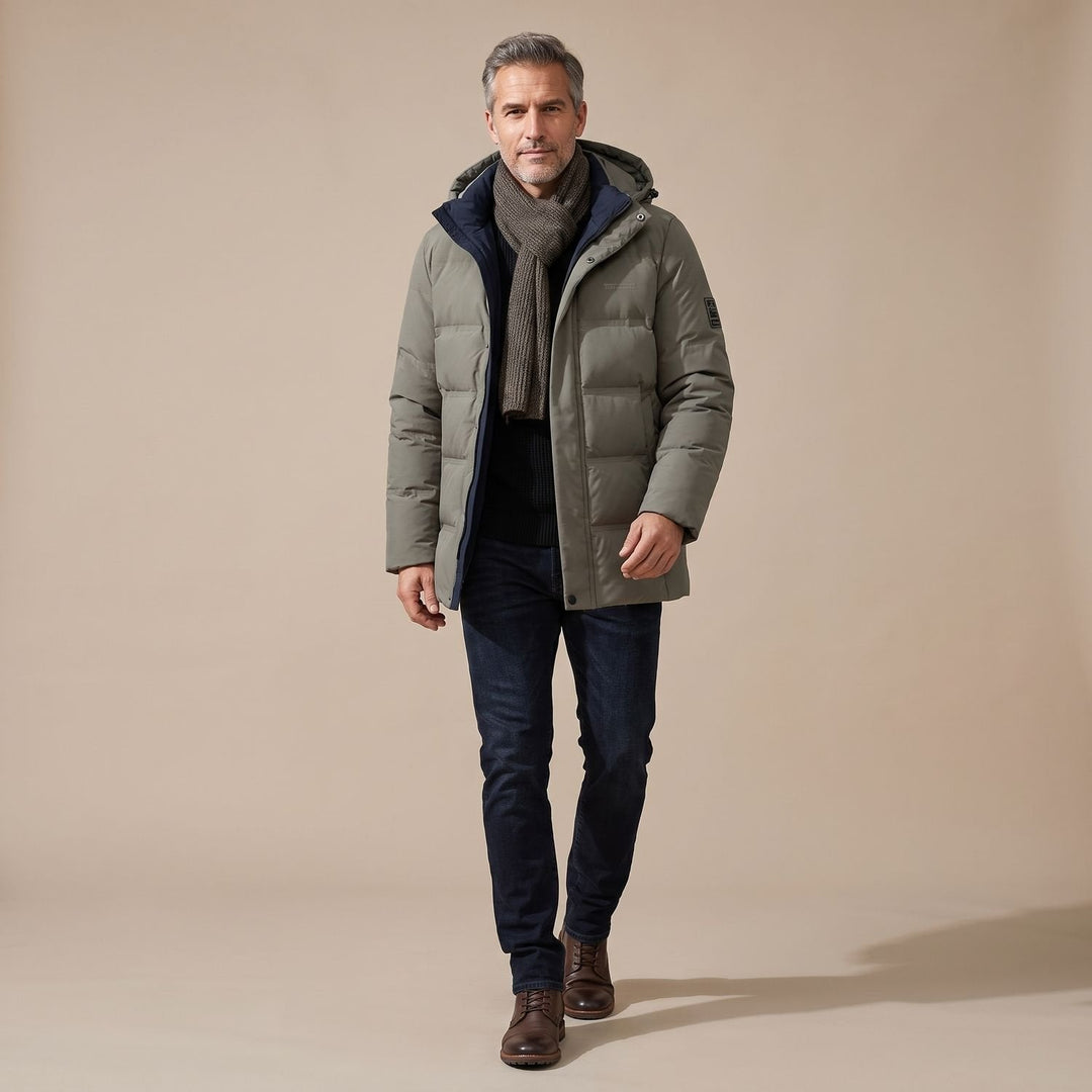Rolvek | Herren Winterjacke Gesteppt mit Kapuze - Olive Green - Image 1