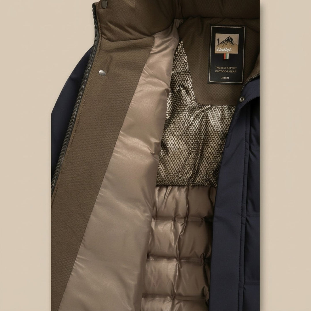 Rolvek | Herren Winterjacke Gesteppt mit Kapuze - Olive Green - Image 13