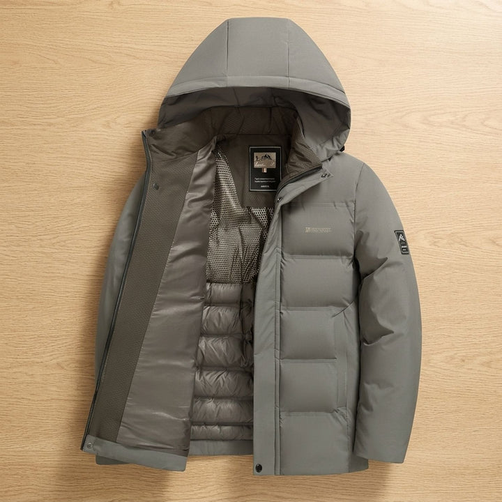 Rolvek | Herren Winterjacke Gesteppt mit Kapuze - Olive Green - Image 14
