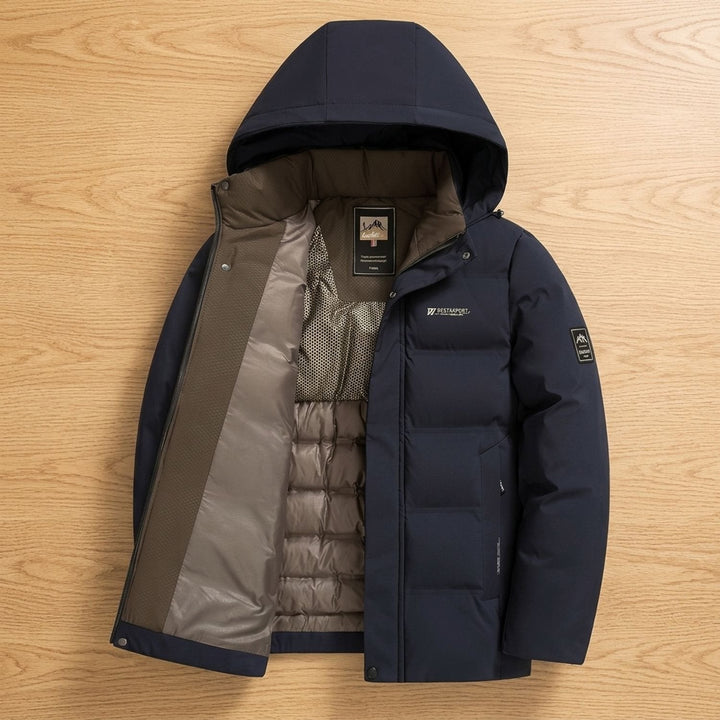 Rolvek | Herren Winterjacke Gesteppt mit Kapuze - Olive Green - Image 15