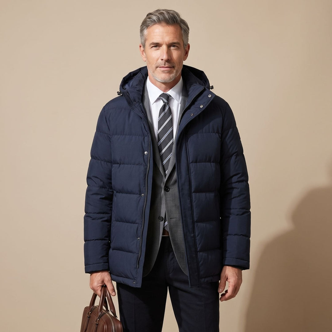 Rolvek | Herren Winterjacke Gesteppt mit Kapuze - Olive Green - Image 4