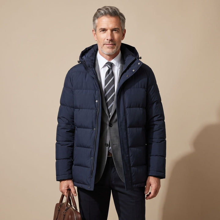 Rolvek | Herren Winterjacke Gesteppt mit Kapuze - Olive Green - Image 4