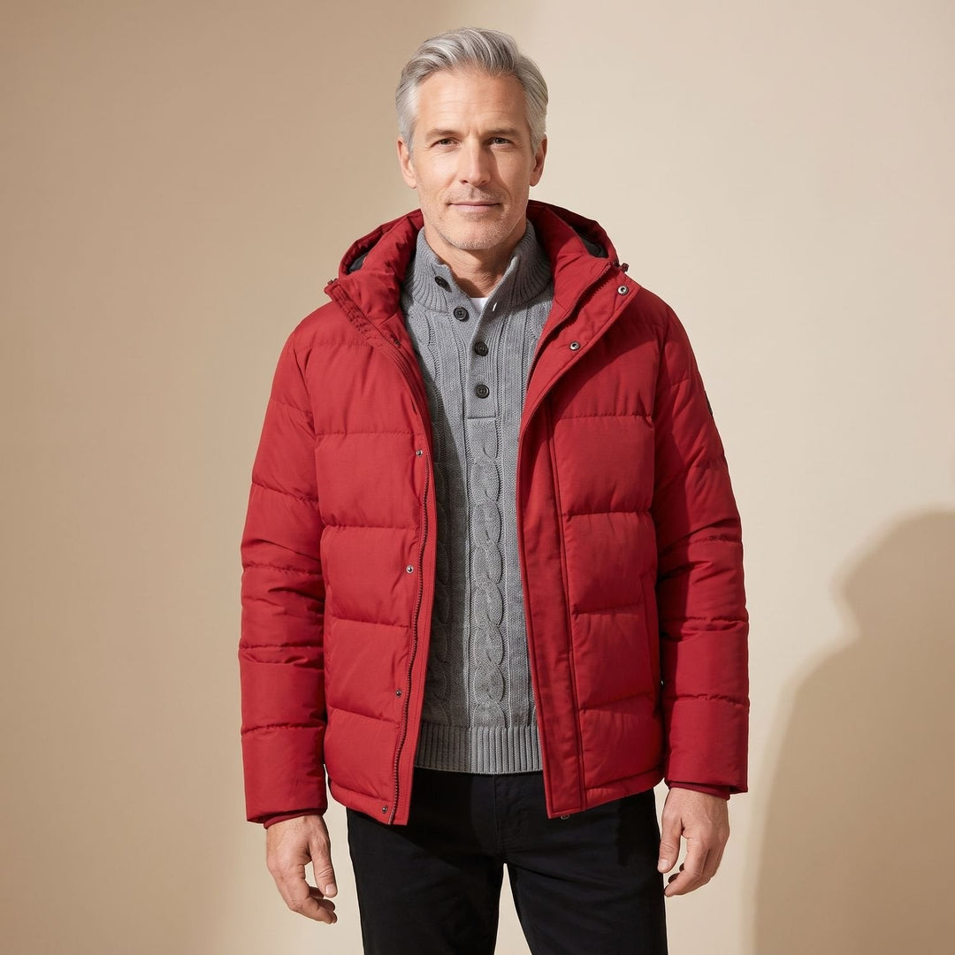 Rolvek | Herren Winterjacke Gesteppt mit Kapuze - Olive Green - Image 5