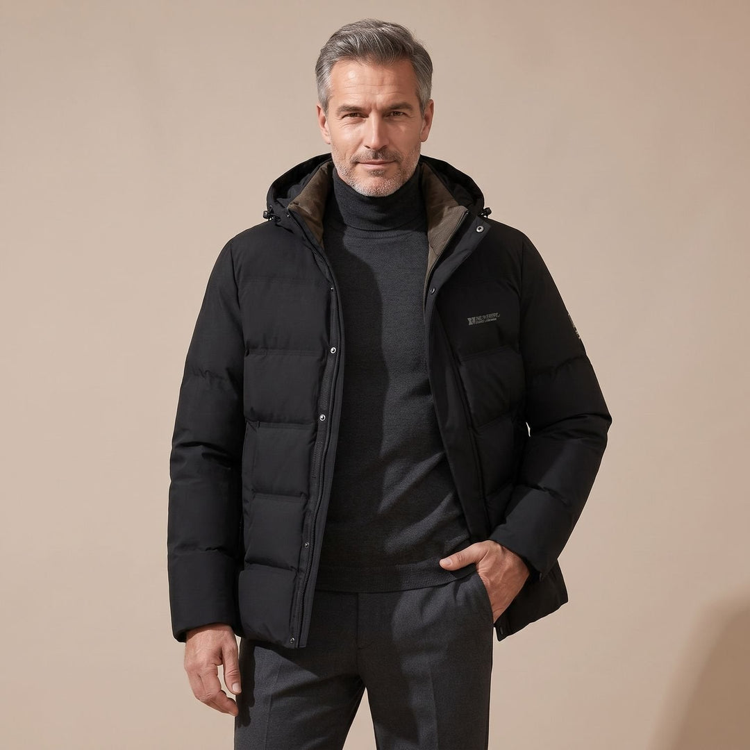 Rolvek | Herren Winterjacke Gesteppt mit Kapuze - Olive Green - Image 6