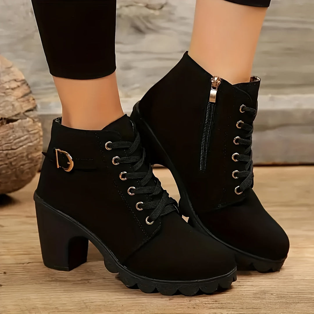 Rolveka | Damen Stiefelette mit Blockabsatz Schnürer - Navy - Image 13