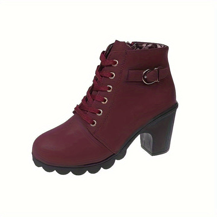 Rolveka | Damen Stiefelette mit Blockabsatz Schnürer - Navy - Image 5