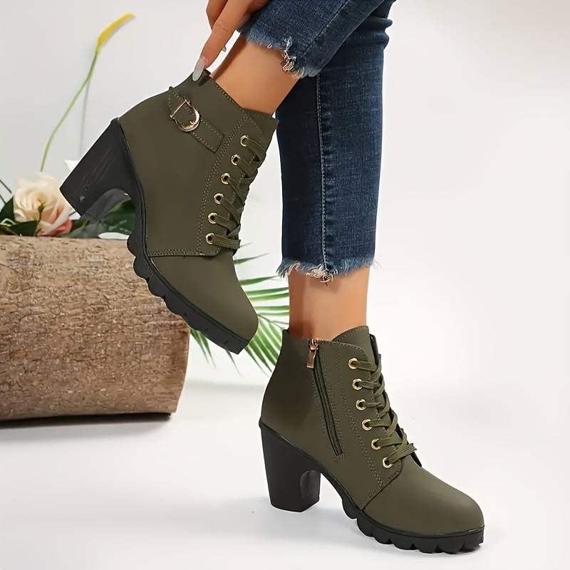 Rolveka | Damen Stiefelette mit Blockabsatz Schnürer - Navy - Image 7