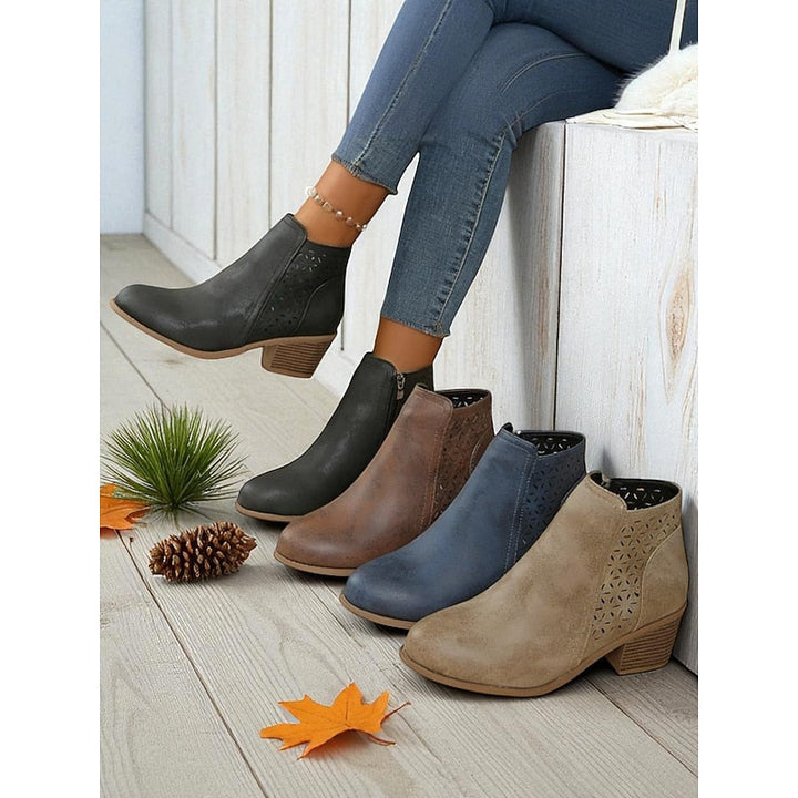 Rolvena | Damen Stiefeletten Blockabsatz Cutout - Image 1