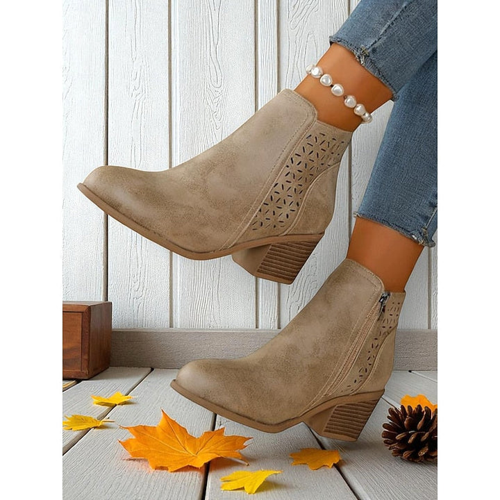Rolvena | Damen Stiefeletten Blockabsatz Cutout - Image 10