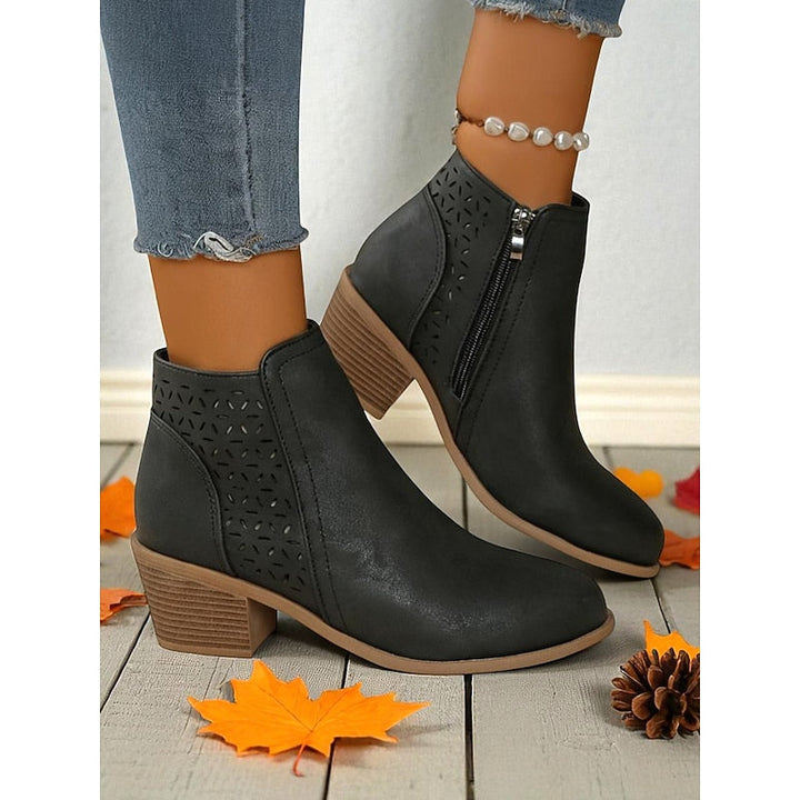 Rolvena | Damen Stiefeletten Blockabsatz Cutout - Image 11