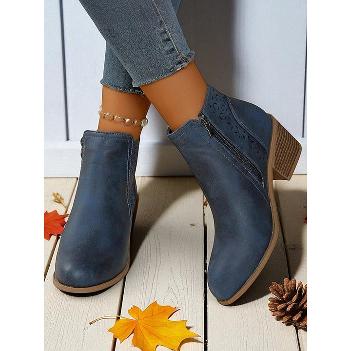 Rolvena | Damen Stiefeletten Blockabsatz Cutout - Image 12