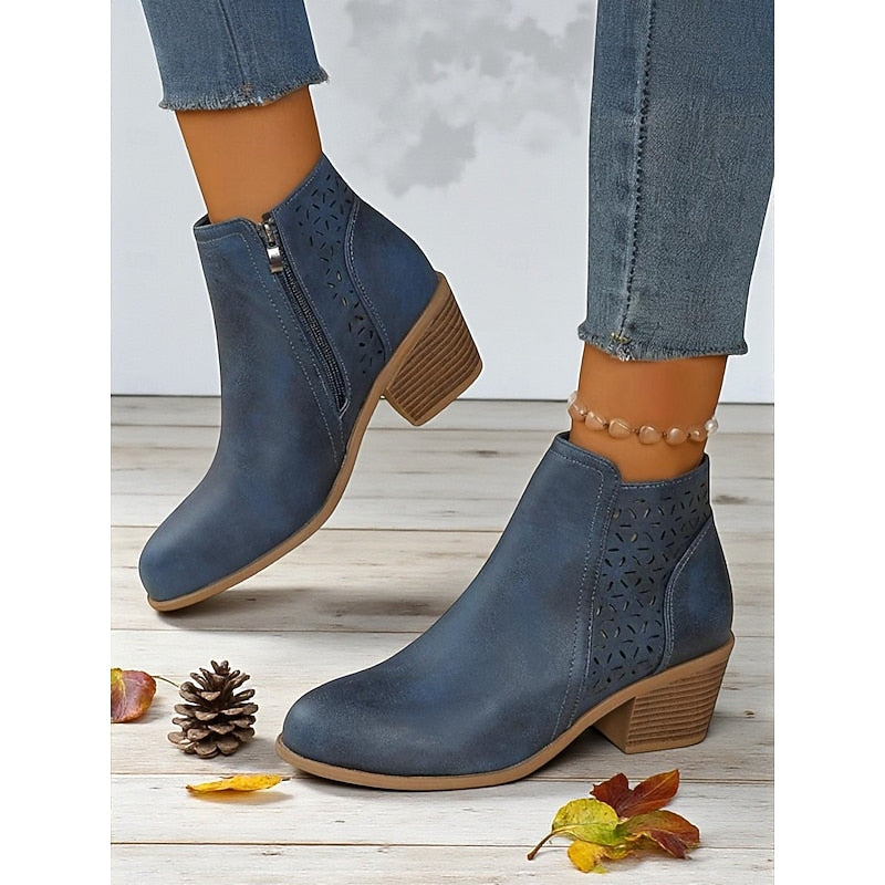 Rolvena | Damen Stiefeletten Blockabsatz Cutout - Image 13