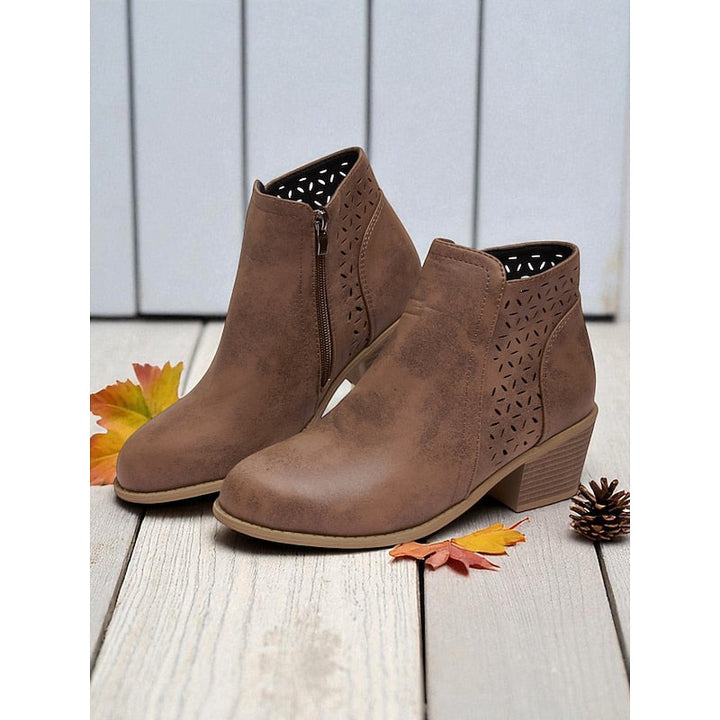 Rolvena | Damen Stiefeletten Blockabsatz Cutout - Image 2
