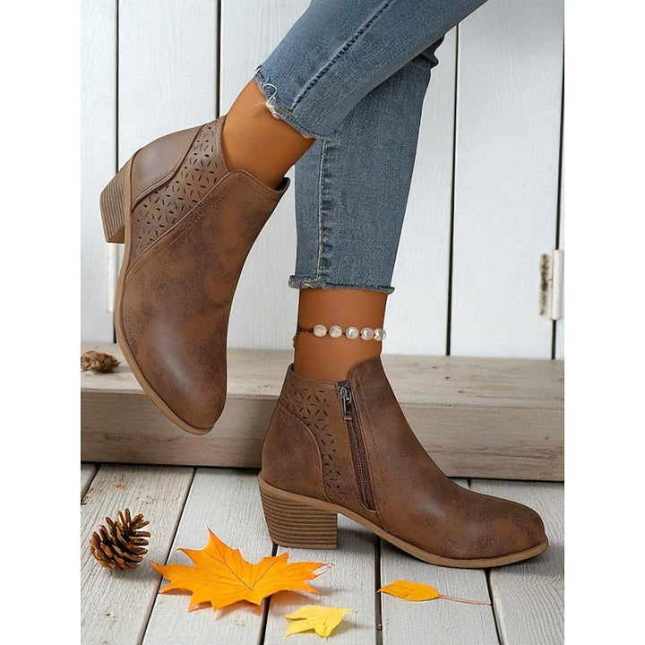 Rolvena | Damen Stiefeletten Blockabsatz Cutout - Image 3