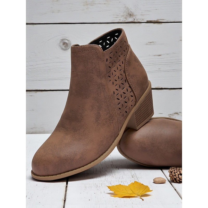 Rolvena | Damen Stiefeletten Blockabsatz Cutout - Image 4