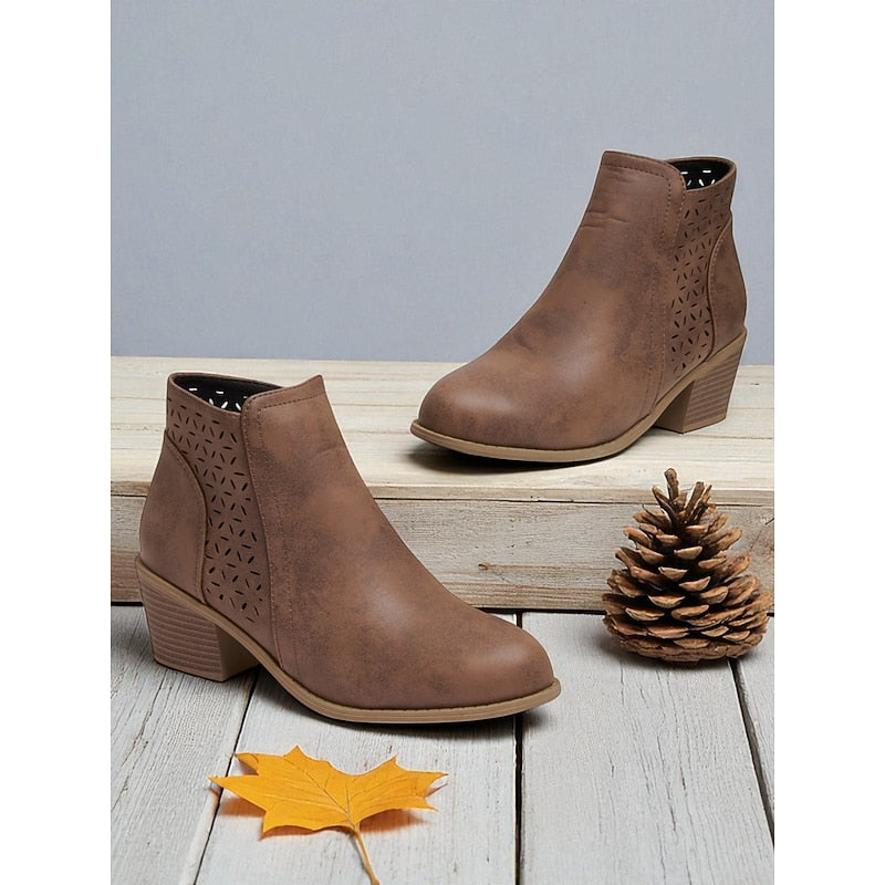 Rolvena | Damen Stiefeletten Blockabsatz Cutout - Image 5