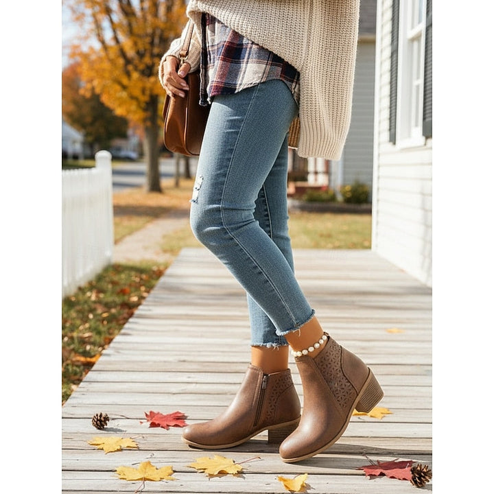 Rolvena | Damen Stiefeletten Blockabsatz Cutout - Image 6